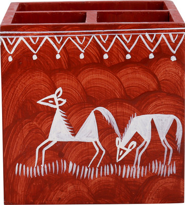 

Rajrang 3 Compartments MDF Wood Pen Holder(Rust)