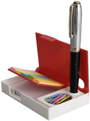 

Power Plus 1 Compartments Plastic 4 In 1 Multipurpose Memo Holder(Red)