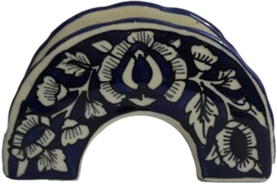 

Indeasia Srijan Mughal Design 1 Compartments Stoneware Napkin Holder(Blue)