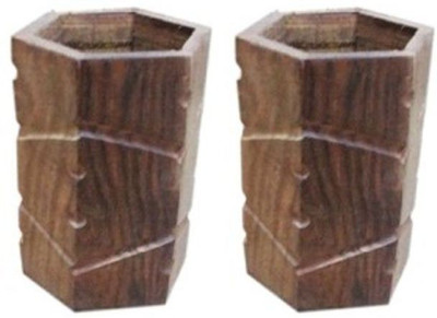 

Onlineshoppee 2 Compartments Wood Pen Stand(Brown)