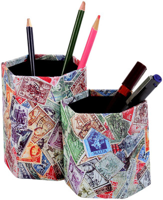 

Rajrang 2 Compartments Cardboard Paper Pen Holder(Multicolor)