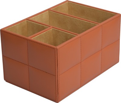 

State of the Art 4 Compartments Leather Desktop Organizer(Tan)