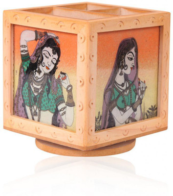 

Rajwada Arts Rajasthani 3 Compartments Wooden Office Stationary Holder(Multicolor)