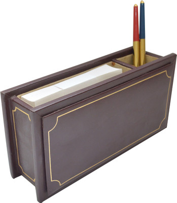 

Knott 2 Compartments Wood, Leather Pen Stand cum Slip Holder(Brown)
