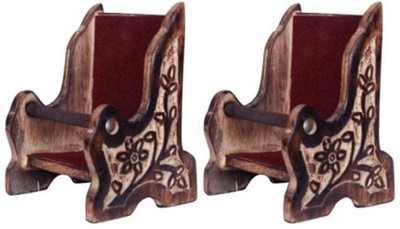 

Onlineshoppee 2 Compartments wood Mobile Holder(Brown)
