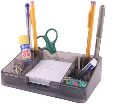 

Kebica Multi Purpose 6 Compartments Plastic Desk Organizer(Black)