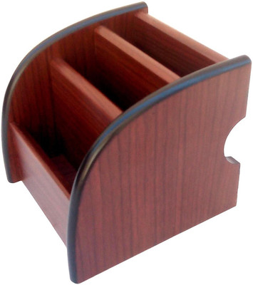 

Alishba Enterprises 2 Compartments wooden Mobile Holder Office Pen Stand Table Accessories(Brown)