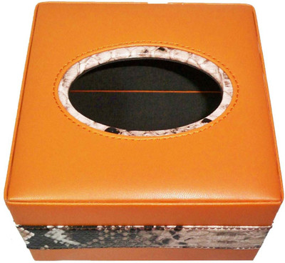 

Zifana 1 Compartments Faux Leather Tissue Holder Box(Orange)