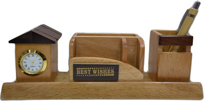 

Jaycoknit 4 Compartments Wood Pen Holder(Brown)