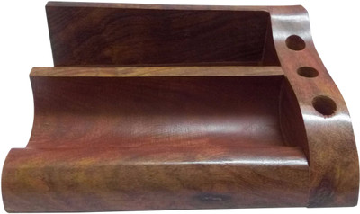 

Kartique 2 Compartments Wood Pen Stand(Brown)