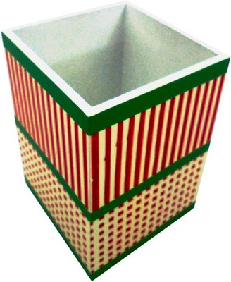 Treasure Hunt Geometric Pattern 1 Compartments Wooden Pen Stand(Multicolor)