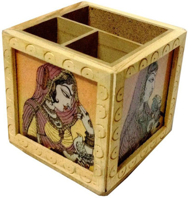 

Ram Enterprieses 3 Compartments WOODEN REVOLVING PEN STAND(Brown)
