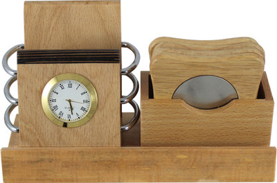 

Radius 2 Compartments Wooden Pen Stand(Brown)