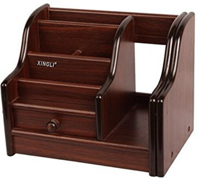 Onlineshoppee Cac 5 Compartments Wooden Stationery Holder(Brown)