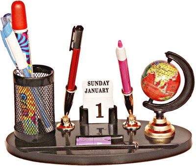 

Homeshopeez 1 Compartments Plastic Desk Organizer(Black)