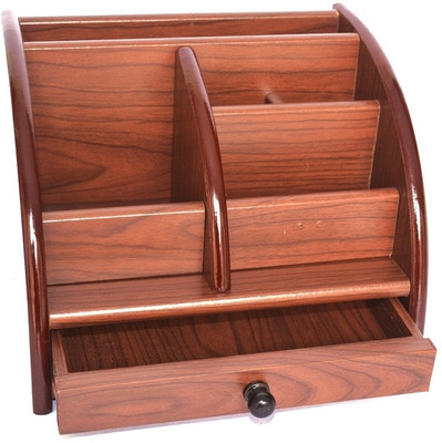 

Woodino Handicrafts Office2 6 Compartments Wooden Multi Purpose Office Holder(Brown)