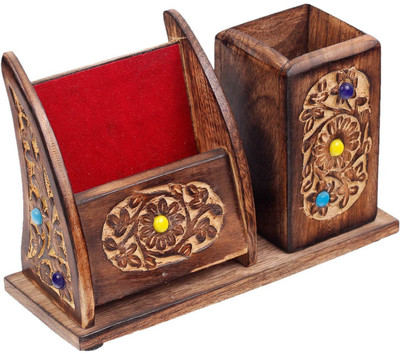 

Craftatoz 2 Compartments Wooden Mobile Stand(Brown)
