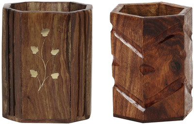 

Derien 1 Compartments Wood pencil holder set of 2(Brown)