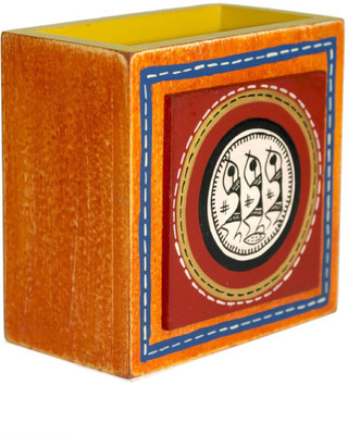 

VarEesha 1 Compartments Wooden Pen Stand(Orange)