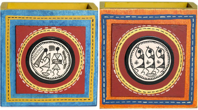 

VarEesha 2 Compartments Wooden Pen Stand(Multicolor)