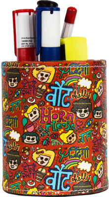 

The Crazy Me Horn Ok Please 1 Compartments Eco-Friendly leatherette Pen Stand(Multicolor)