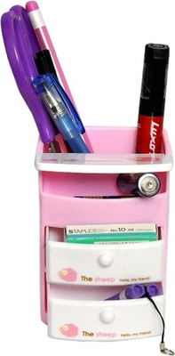 

Homeshopeez One 4 Compartments Plastic Pen Stand(Multicolor)