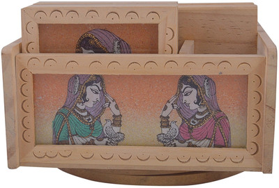

JaipurCrafts Bani Thani 4 Compartments Wooden Pen Holder(Brown)