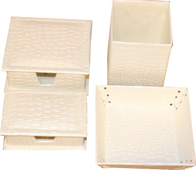 

SRIJIN 4 Compartments Paper Office Stationery Set(Cream)