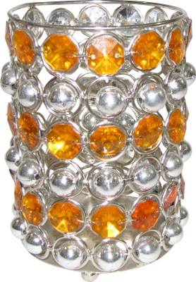 

MDIS Impex 1 Compartments METAL AND CRISTAL GEMS DESK PEN STAND(GOLDEN)