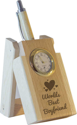 

Tied Ribbons World Best Boyfriend Table Top 1 Compartments Wooden Pen Stand(Brown)