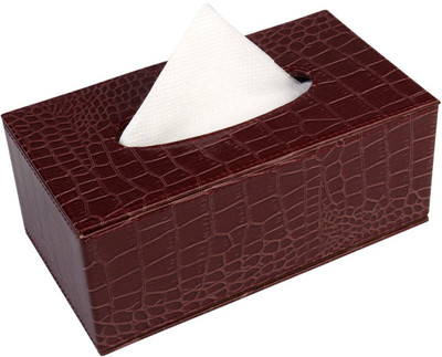 

HOKIPO 1 Compartments Faux Leather Tissue Holder Box(Chocolate Brown)