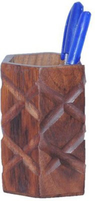 

Craftatoz 1 Compartments wood pen stand(Brown)