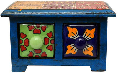 

Indikala 2 Compartments Ceramic, Wooden Drawer Set(Multicolor)