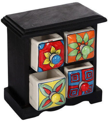 

MARIYAM 4 Compartments Wooden Four Drawer Showpiece(Black, Multicolor)