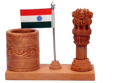 

Sunvi Ashoka Piller And Tiranga 1 Compartments Wooden Pen Stand(Brown)