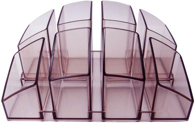 

Kebica 8 Compartments Plastic Desk Organizer(Transparent Red)