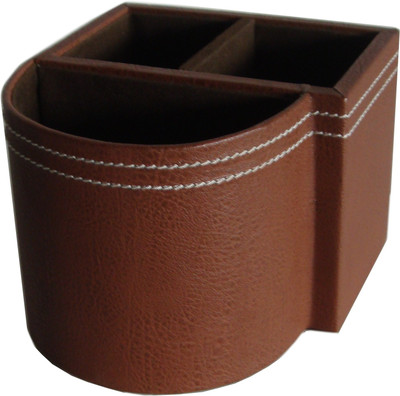 

SAW LEATHER GOODS 3 Compartments LEATHER Desk Organizer(Brown)