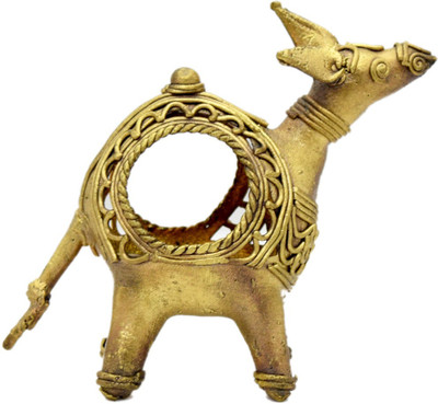 

Karukraft 1 Compartments Dokra Napkin Stand(Gold)