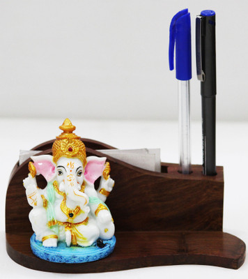 

SR Crafts 2 Compartments Wooden and Fiber Pen and Visiting Card Holder(Multicolor)