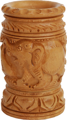 

Craft International Carved 1 Compartments Wood Pen Holder(Brown)