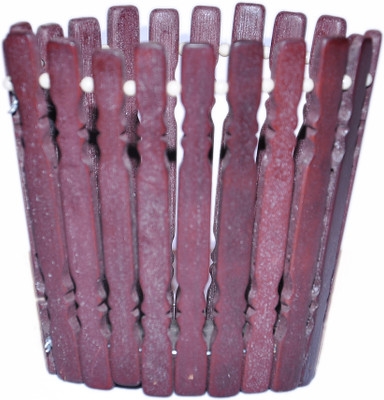 Rizen Wood 1 Compartments Wooden Pen Stand(Brown)
