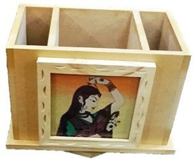 

Craft Mansion 3 Compartments WOODEN PEN HOLDER(Multicolor)