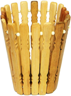 

Karukraft Square 1 Compartments Wooden Pen Stand(Brown)