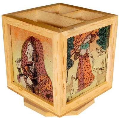 

Sunvi Revolving Gemstone 3 Compartments Wooden Pen Stand(Multicolor)