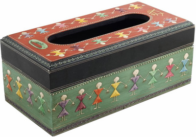 Purpledip 1 Compartments Wood tissue box(Multicolor)