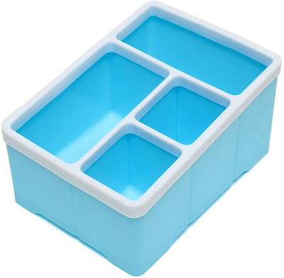 

Evana 4 Compartments Plastic Pen Stand(Blue)