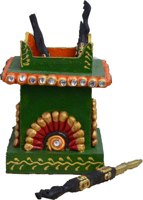 

eCraftIndia Embossed 1 Compartments Papier-Mache Pen Stand(Green, Red)