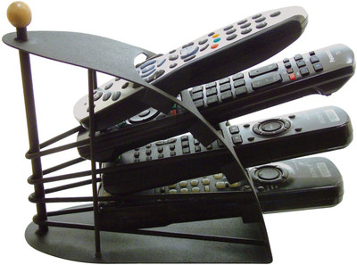 

Honestystore 4 Compartments Stainless Iron Remote holder(Black)