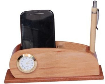

Onlineshoppee CAC 3 Compartments Wooden Mobile holder(Brown)