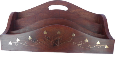 

Handicraft 3 Compartments WOOD LETTER HOLDER,Magazine Holder(Brown)